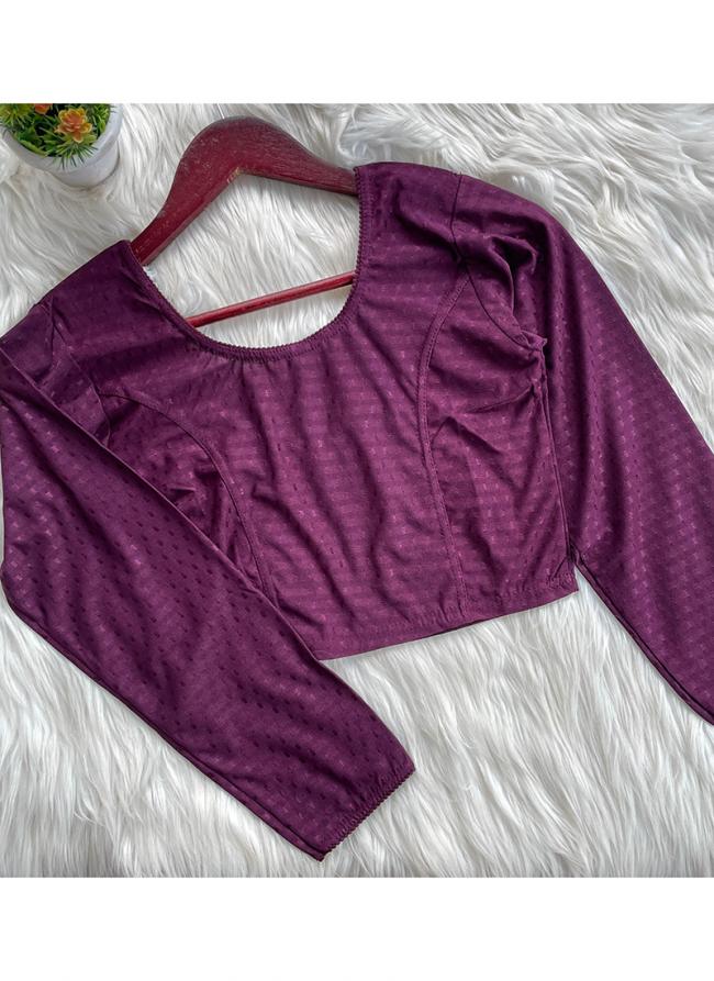 Cotton Purple Daily Wear Round Neck Readymade Blouse